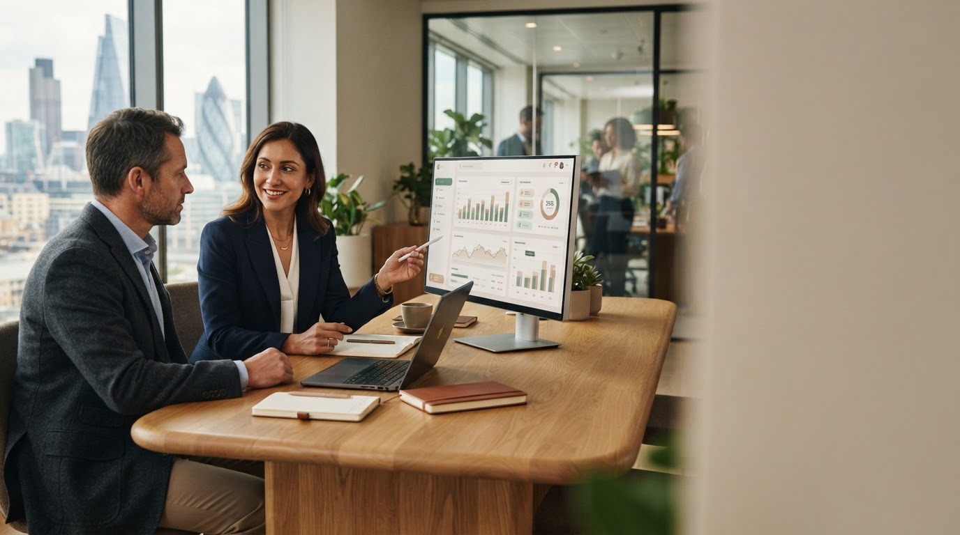 Pepwealth AI remote professional reviewing predictive analytics on a tablet in a home office